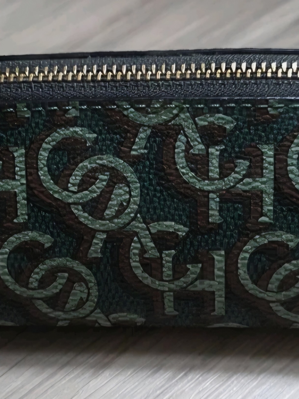 Coach Monogram Zip Pouch in Green and Brown